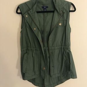 Gap Army Green Utility Vest with Hood